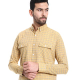 Windowpane Long Sleeves Shirt (328) - Pavone