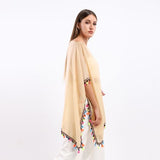 Slip On Round Neck Cover Up With Tassels Trim - Kady