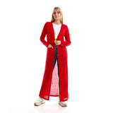 Open Neckline Long Cardigan With Front Pockets - Kady