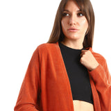 Velour Knitted Long Cardigan - Kady