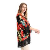 Floral Comfy Summery Kimono With Fringes - Kady