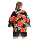 Floral Comfy Summery Kimono With Fringes - Kady