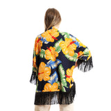 Floral Comfy Summery Kimono With Fringes - Kady