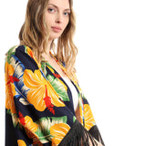 Floral Comfy Summery Kimono With Fringes - Kady