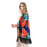 Floral Comfy Summery Kimono With Fringes - Kady