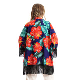 Floral Comfy Summery Kimono With Fringes - Kady