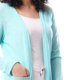 Full Sleeves Knitted Cardigan With Two Pockets - Kady