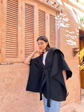 Statement Hooded Wool Poncho - Leocansa