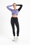 Purple Zebra Printed Long Sleeve Top - Fit Freak