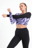 Purple Zebra Printed Long Sleeve Top - Fit Freak