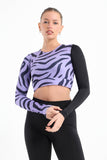 Purple Zebra Printed Long Sleeve Top - Fit Freak