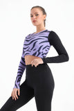 Purple Zebra Printed Long Sleeve Top - Fit Freak