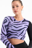 Purple Zebra Printed Long Sleeve Top - Fit Freak