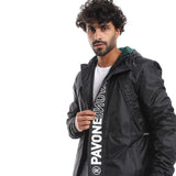 Letter Pattern Waterproof Jacket - Pavone