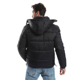 Zipper Closure Hooded Neck Puffer Jacket - Pavone