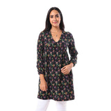 Floral V-Neck Full Sleeves Tunic Top - Kady