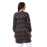 Floral V-Neck Full Sleeves Tunic Top - Kady