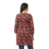 Floral V-Neck Full Sleeves Tunic Top - Kady