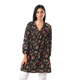 Floral Patterned Loose V-Neck Blouse - Kady