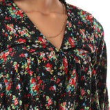 Floral Patterned Loose V-Neck Blouse - Kady