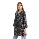 Floral Patterned Loose V-Neck Blouse - Kady