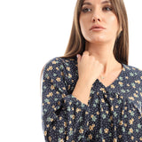 Floral Patterned Loose V-Neck Blouse - Kady