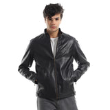 Leather Jacket With Zipped Side Pockets  - Pavone