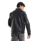 Leather Jacket With Zipped Side Pockets  - Pavone