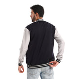 Band Neck With Long Sleeves Jacket - Pavone