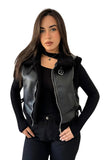 Faux Leather Fleece Vest - U-modest