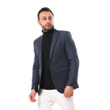 Birdseye Notched Collar Buttoned Blazer - White Rabbit