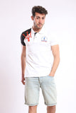 Red Right Sleeve Polo Shirt - White Rabbit