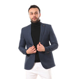 Birdseye Notched Collar Buttoned Blazer - White Rabbit