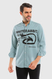 Rabbit Turn Down Collar Printed Shirt (2090) - White Rabbit
