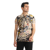Colorful Zipper Neck Polo Shirt (7301) - Pavone