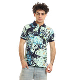 Cole Splatter Pattern Polo Shirt (7302) - Pavone