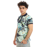 Cole Splatter Pattern Polo Shirt (7302) - Pavone