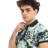 Cole Splatter Pattern Polo Shirt (7302) - Pavone