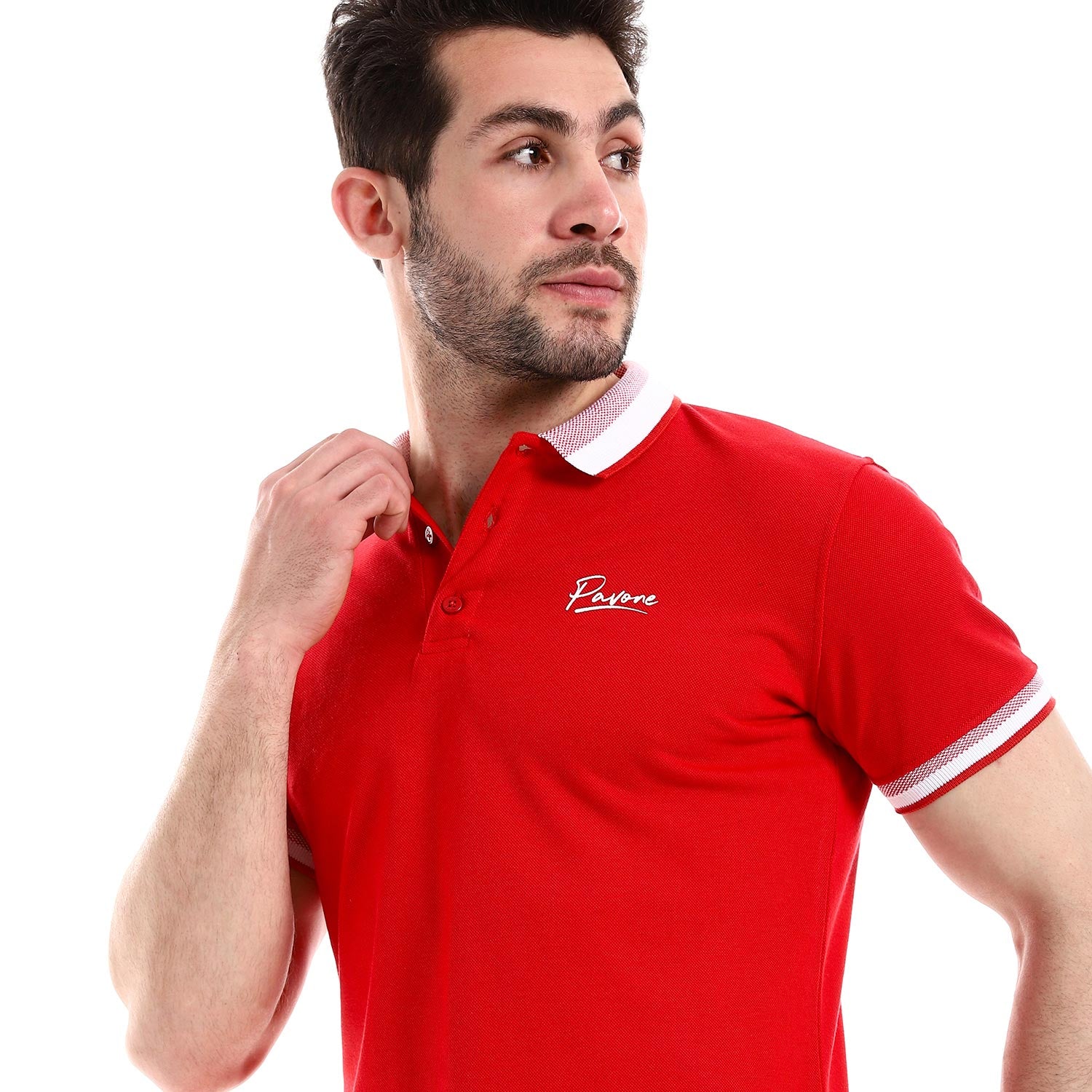 Pavone Turn Down Collar Pique Patterned Polo Shirt (7317)