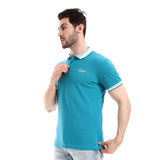 Turn Down Collar Pique Patterned Polo T-Shirt (7317) - Pavone