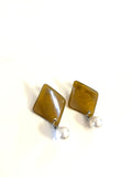 Octahedron Brown/Silver  Earrings - Trio Earrings