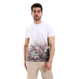 Floral Short Sleeves Round Neck T-Shirt (8319) - Pavone