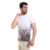 Floral Short Sleeves Round Neck T-Shirt (8319) - Pavone