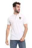 Stitched Logo Pique Patterned Polo Shirt - White Rabbit