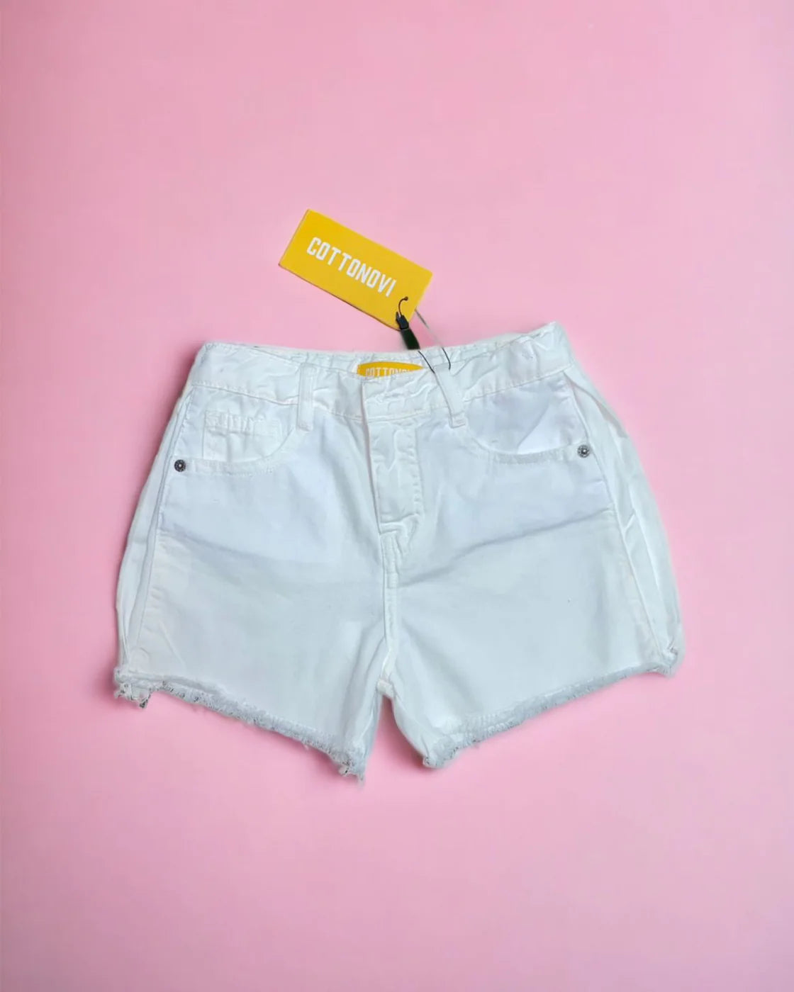 Girls White Short Jeans - Cottonovi