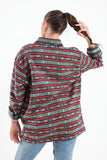 Green Striped Tribal Print Overshirt - Fit Freak