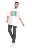 "Kre" Printed Pattern Round Neck T-Shirt - White Rabbit