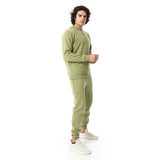 Crew Neck With Elastic Ankle Tracksuit Set - Red Circle