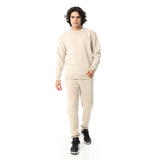 Crew Neck With Elastic Ankle Tracksuit Set - Red Circle