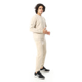 Crew Neck With Elastic Ankle Tracksuit Set - Red Circle